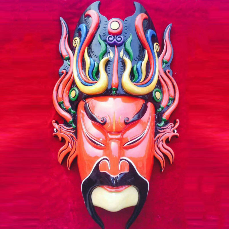 地戏面具,人物:关公 安顺木雕 非遗